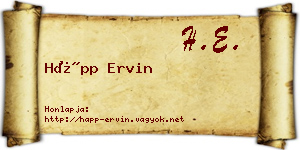 Hápp Ervin névjegykártya